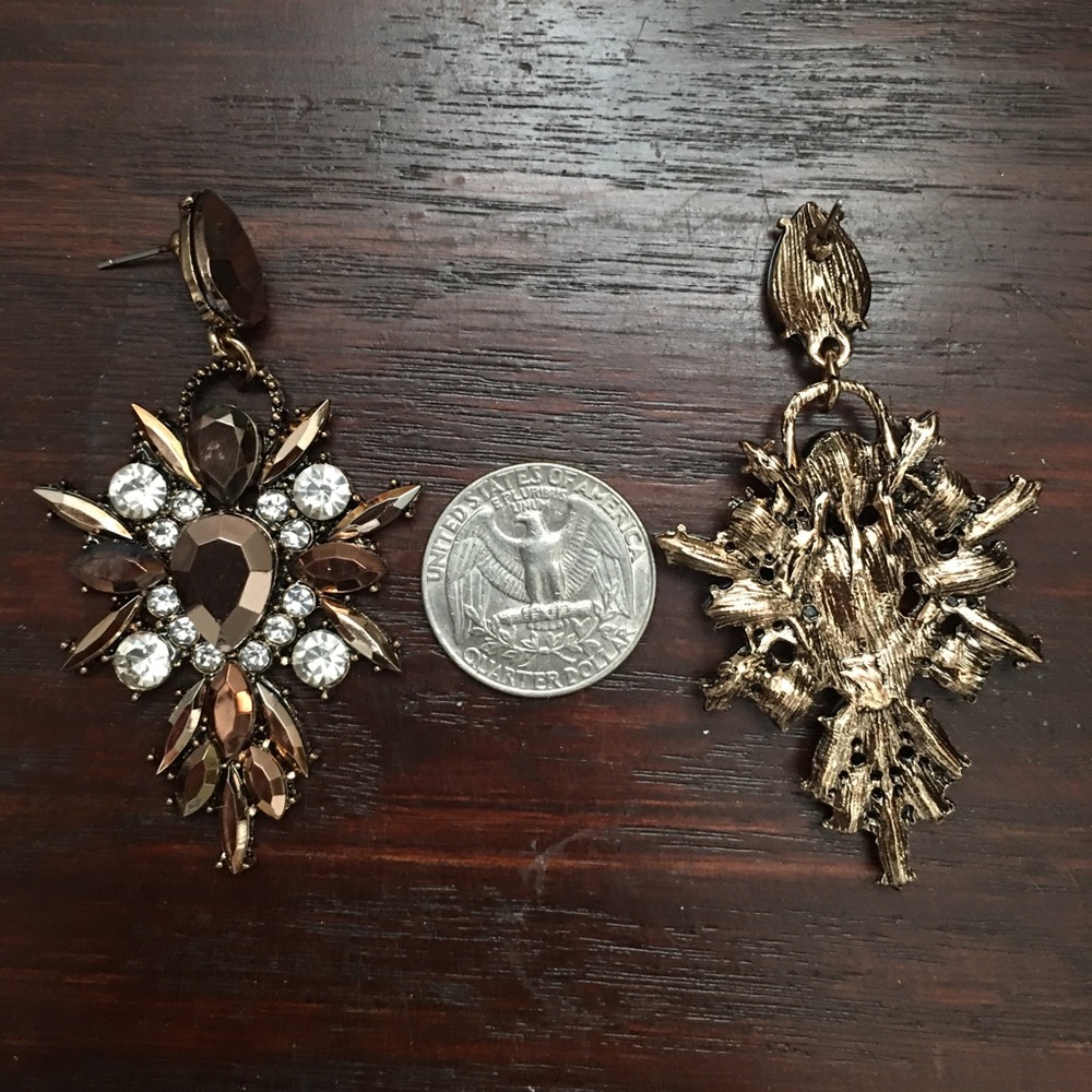 Brown Crystal Earrings - Picture 7 of 7